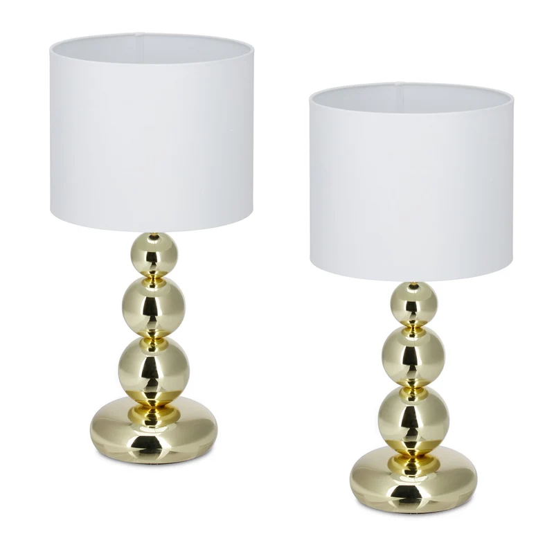 Lot de 2 lampes de chevet moderne style cosy 50 x 25 cm en fer doré 13_0017034