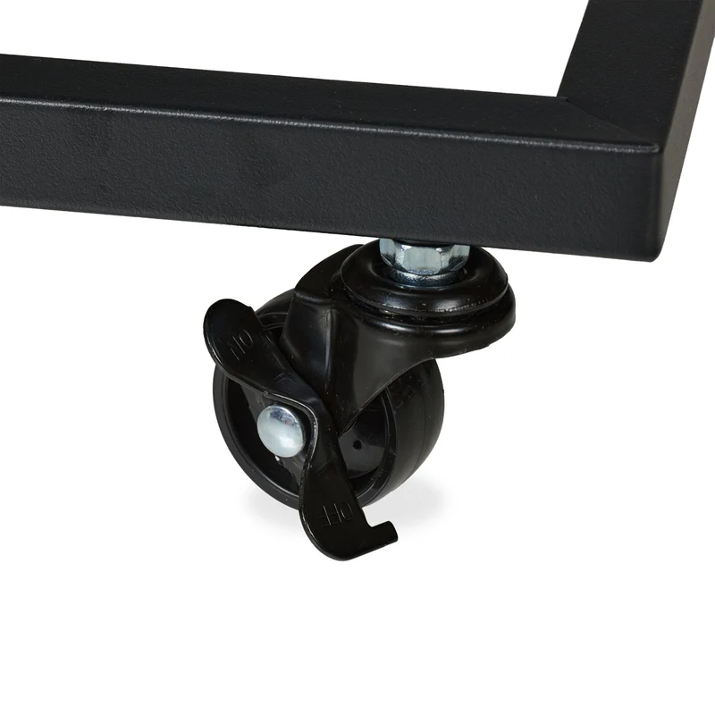 Table d'appoint en forme de C 60 x 40 x 50 cm pratique roulettes pivotantes moderne en bois noir 13_0017214