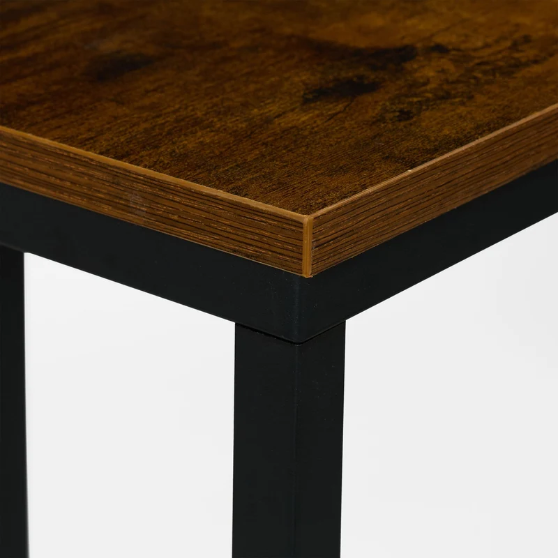 Table d'appoint en forme de C 60 x 40 x 50 cm pratique roulettes pivotantes moderne en bois noir 13_0017214