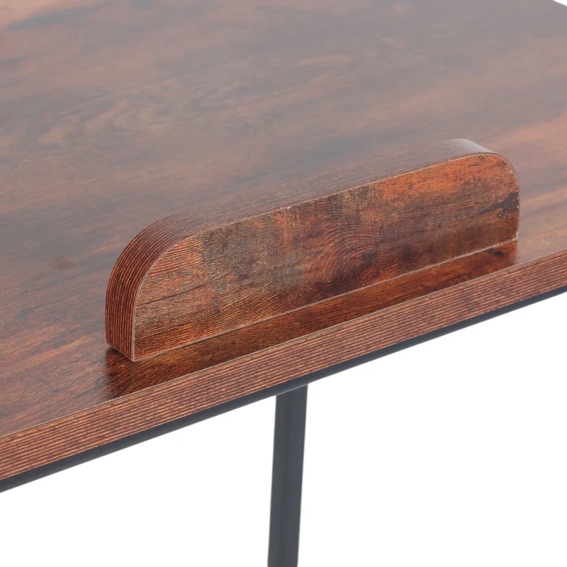 Table d'appoint C en bois et fer 60 x 40 x 70 cm 2 en 1 ergonomique rangement pratique en MDF noir 13_0017809