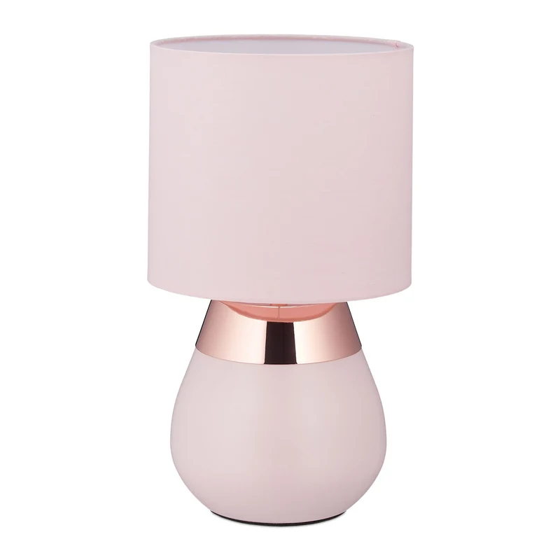 Lampe de chevet moderne tactile ovale 30 x 20 x 20 cm en fer rose 13_0011052