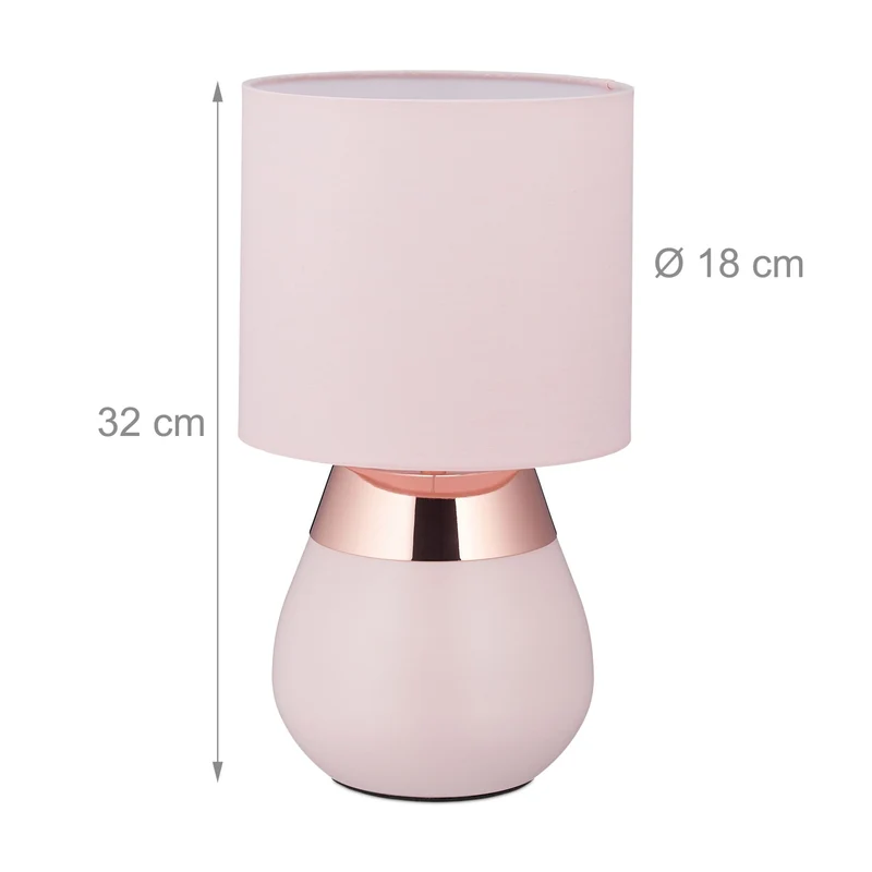 Lampe de chevet moderne tactile ovale 30 x 20 x 20 cm en fer rose 13_0011052