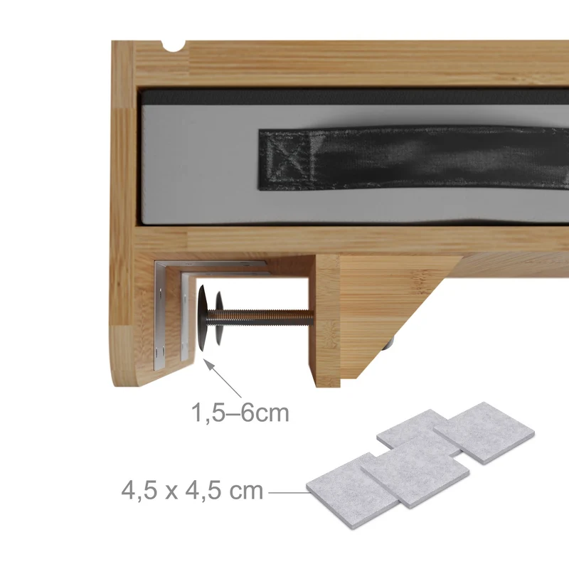 Étagère de lit pratique pour chambre d'adulte ou enfant 14 x 37 x 26,5 cm accessoires intégrés en bambou naturel 13_0016691