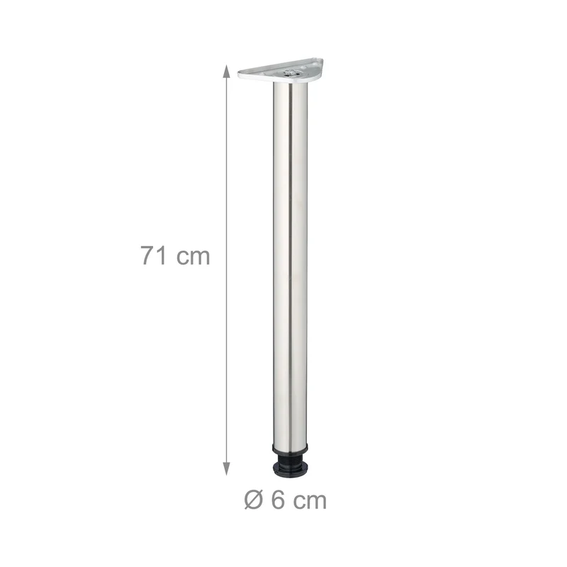 Lot de 4 pieds de table rabattables modernes ajustables 70 x 10 x 10 cm en acier inoxydable brossé 13_0016842