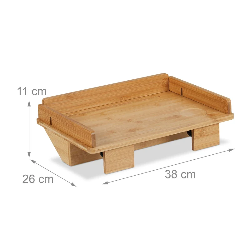 Étagère de lit peu encombrante design moderne pratique pour chambre 50 x 20 cm en bambou naturel 13_0014102