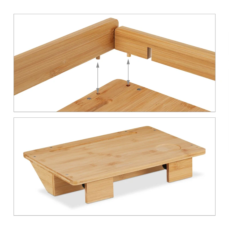 Étagère de lit peu encombrante design moderne pratique pour chambre 50 x 20 cm en bambou naturel 13_0014102