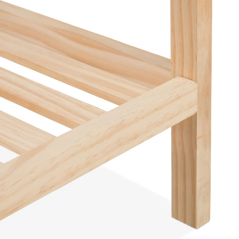 Table d'appoint moderne pour salon ou chambre 80 x 40 x 60 cm 2 niveaux de rangement en bois de pin blanc 13_0014432