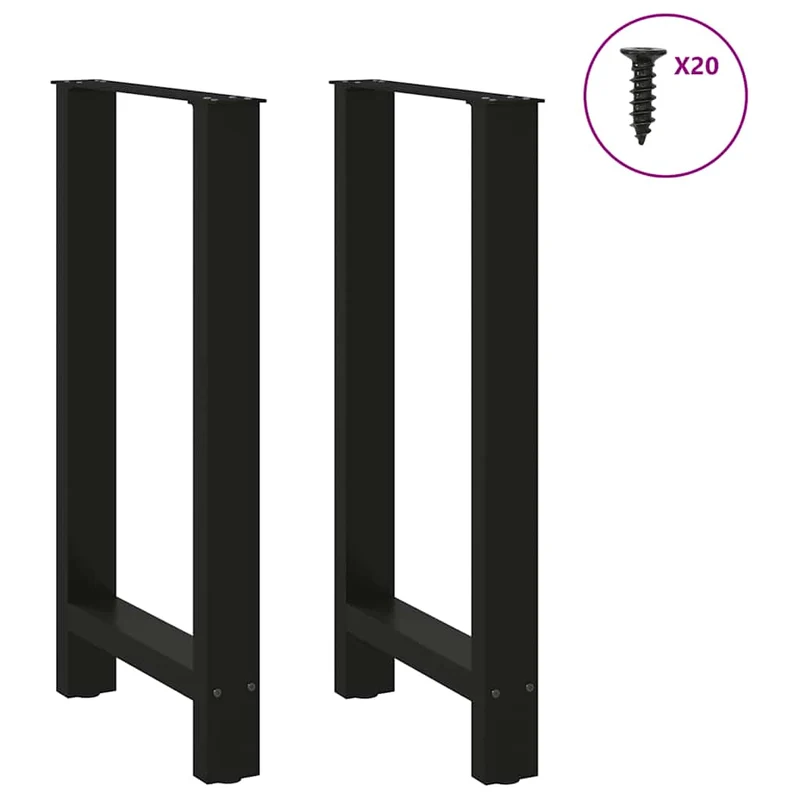Lot de 2 pieds de table de bar carrés ajustables 40 x 90 cm en acier noir 02_0057564