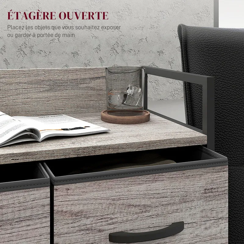 Commode de chambre 60 x 29 x 85 cm 4 tiroirs amovibles étagère supérieure finition mate industriel rustique en tissu gris 21_0001596