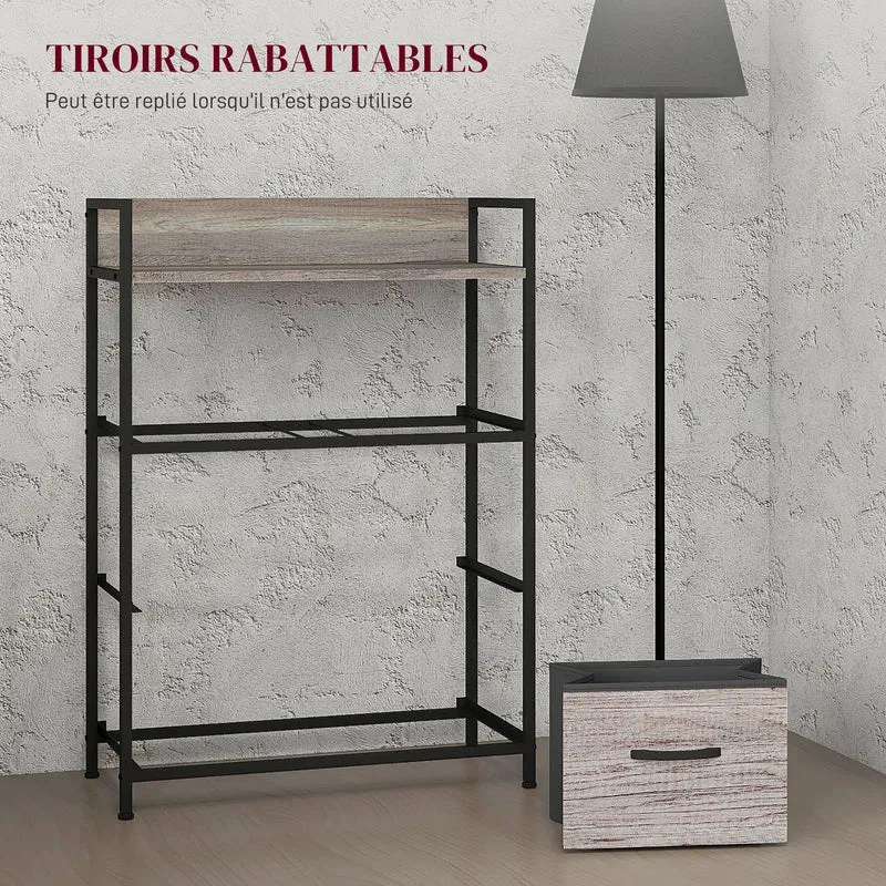 Commode de chambre 60 x 29 x 85 cm 4 tiroirs amovibles étagère supérieure finition mate industriel rustique en tissu gris 21_0001596