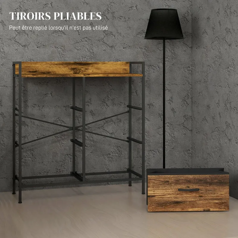 Commode de rangement pour chambre 79 x 29 x 85 cm 6 tiroirs pliables stable style industriel rustique en acier brun 21_0001601