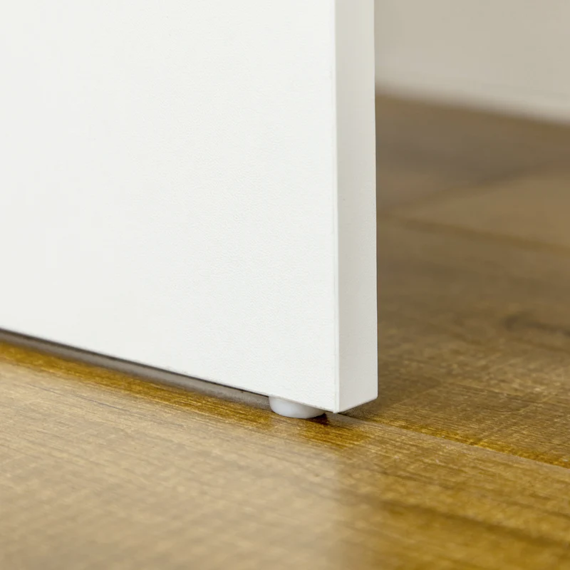 Coiffeuse miroir avec tabouret rembourré 80 x 38 x 143 cm 4 tiroirs antibasculement épuré en panneau de particules blanc 21_0001508