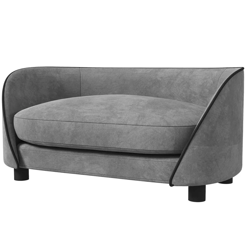 Canapé pour chien et chat petit à moyen 67 x 43 x 31 cm coussin moelleux housse lavable moderne épuré en velours gris 21_0007369