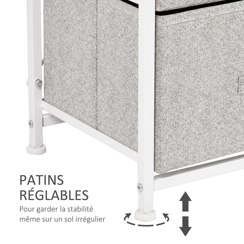 Commode quatre tiroirs chiffonnier 45 x 30 x 92 cm rangement optimisé gain de place style cosy contemporain en MDF blanc 21_0001436