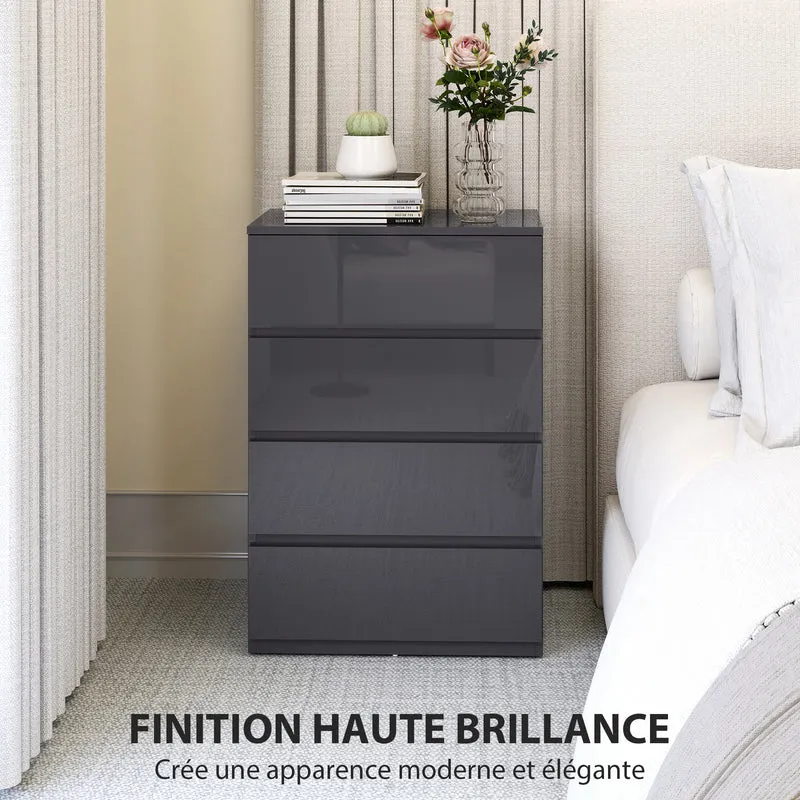 Commode de rangement 55 x 34 x 80 cm compacte fermeture douce style moderne sans poignée en panneau de particules gris 21_0001451