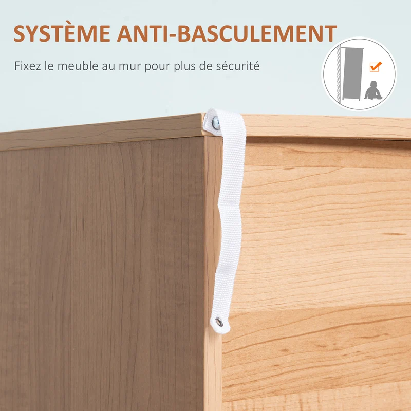 Commode de chambre 80 x 39 x 80 cm 3 tiroirs coulissants anti-basculement scandinave en panneaux de particules blanc 21_0001499