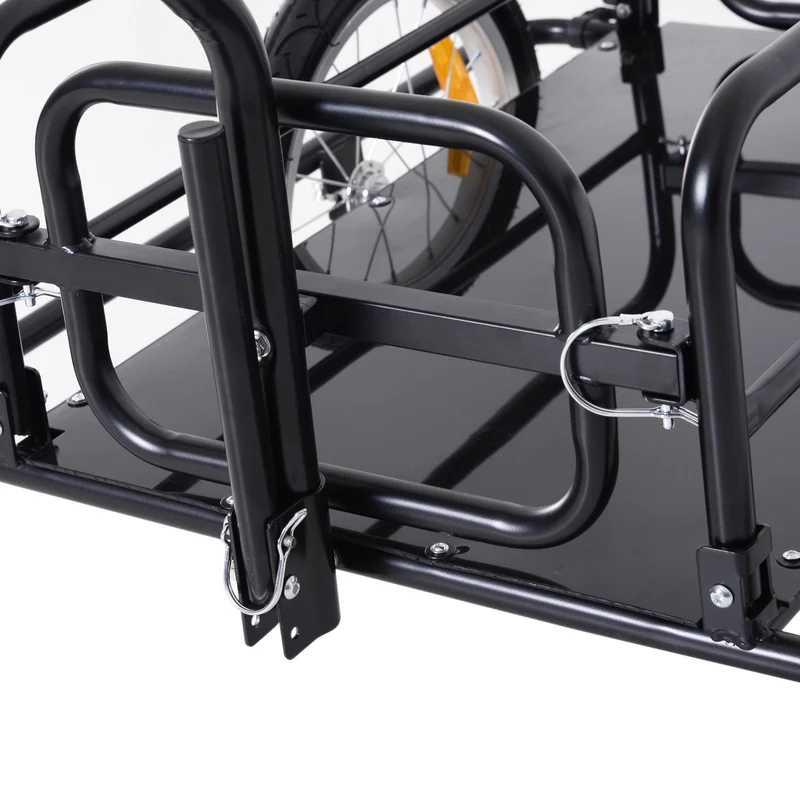 Remorque vélo de transport pliable 155 x 71,5 x 77 cm capacité 70 l charge 40 kg solide industriel moderne en acier noir 21_0007115