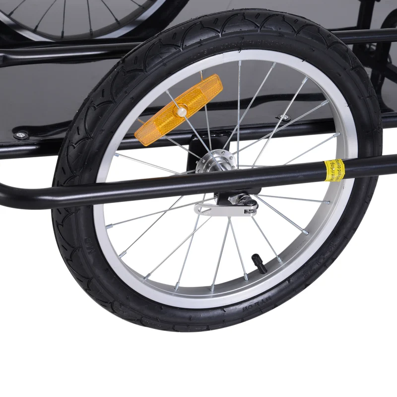 Remorque vélo de transport pliable 155 x 71,5 x 77 cm capacité 70 l charge 40 kg solide industriel moderne en acier noir 21_0007115