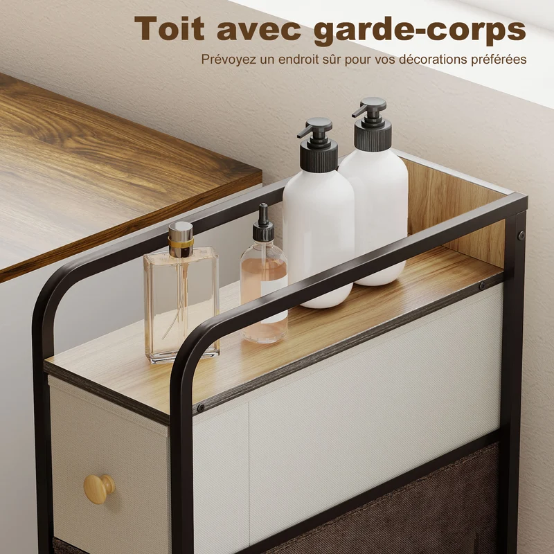 Commode de rangement chambre 20 x 47 x 84.5 cm quatre tiroirs profonds gain de place moderne en tissu non tissé gris 21_0003779