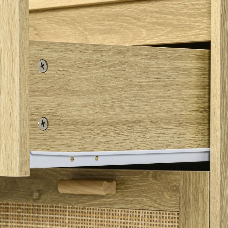 Commode 4 tiroirs 90 x 45 x 108.5 cm rangements spacieux scandinave anti basculement en panneau de particules naturel 21_0001591