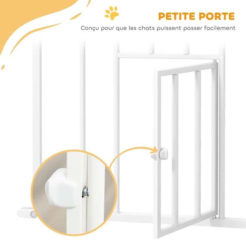 Barrière de sécurité pour animaux 74-101 x 104.1 cm double verrouillage porte automatique haute moderne en acier blanc 21_0007439