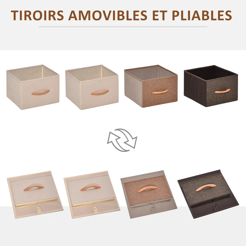 Commode de rangement compacte 31 x 29 x 99 cm gain de place anti basculement style contemporain épuré en acier beige 21_0001485