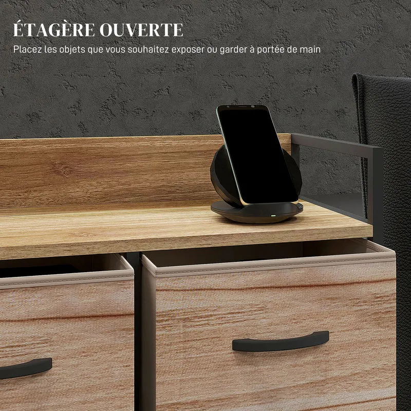 Commode 7 tiroirs rangement 98 x 29 x 85 cm gain de place montage facile style scandinave contemporain en MDF naturel 21_0001597