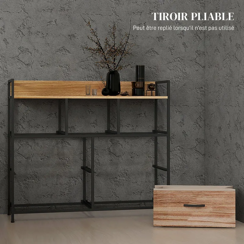 Commode 7 tiroirs rangement 98 x 29 x 85 cm gain de place montage facile style scandinave contemporain en MDF naturel 21_0001597