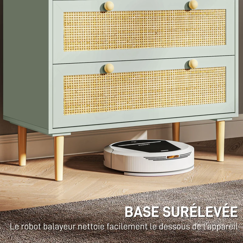 Commode 3 tiroirs salon 80 x 40 x 87,5 cm rangement sécurisé stable anti basculement style décoratif en MDF vert olive 21_0001659