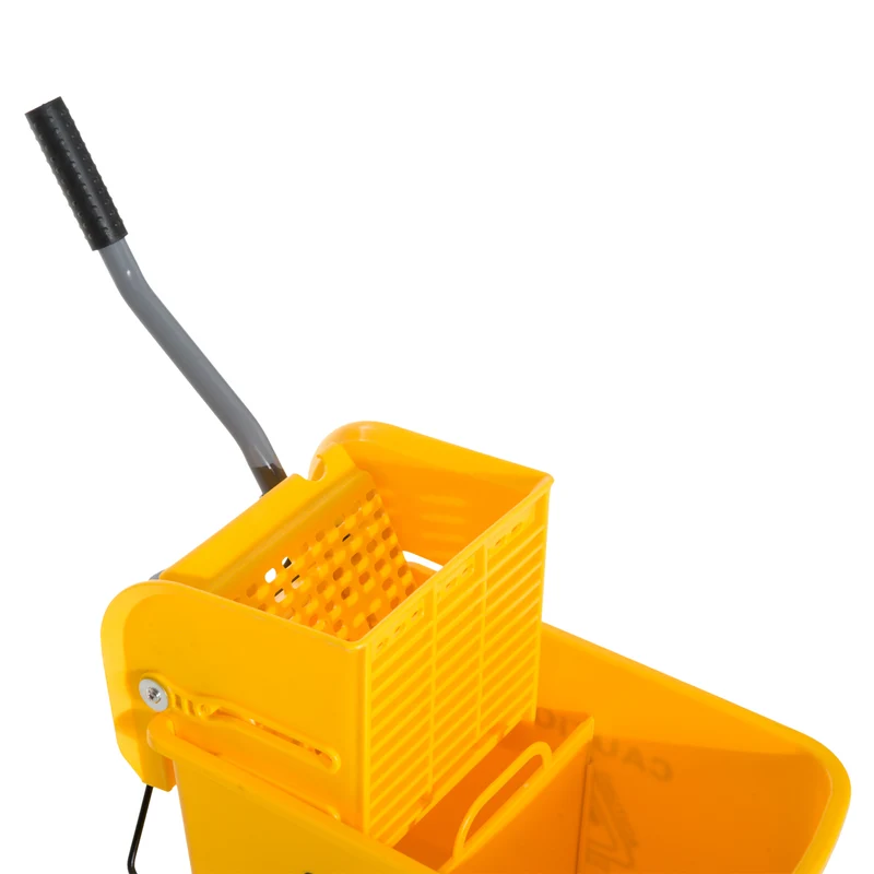 Chariot de nettoyage seau essoreur séparateur eau propre sale 60 x 27 x 71 cm mobile roulettes léger épuré en PP jaune 21_0000921