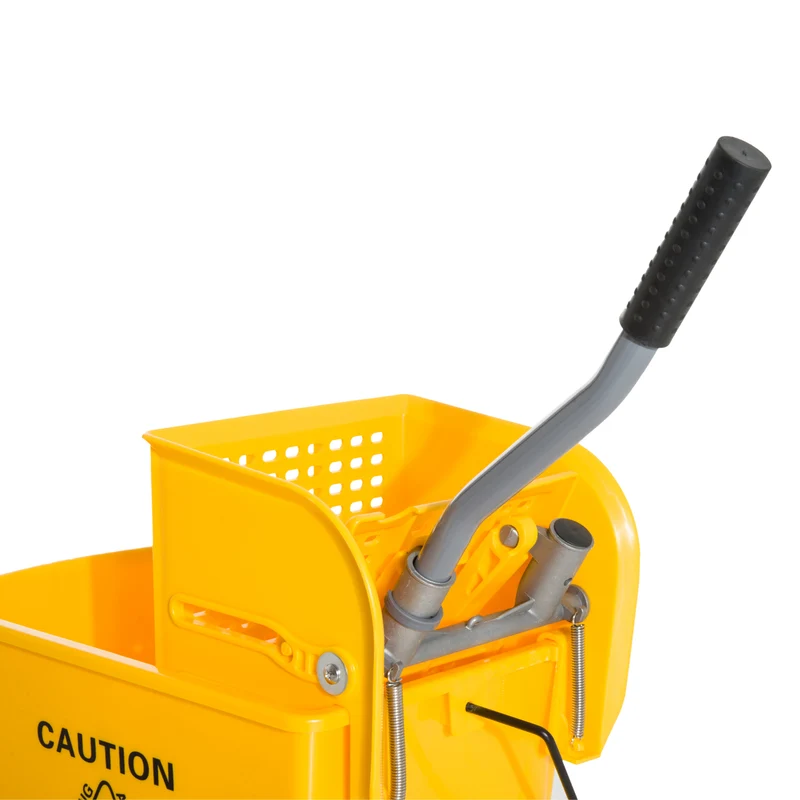 Chariot de nettoyage seau essoreur séparateur eau propre sale 60 x 27 x 71 cm mobile roulettes léger épuré en PP jaune 21_0000921