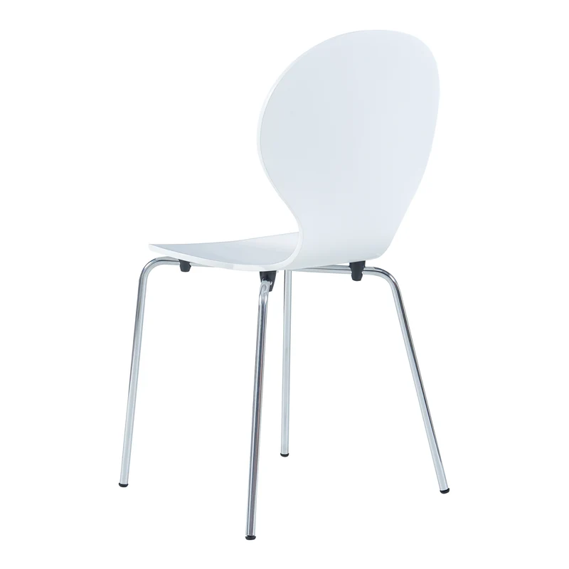 Lot de 4 chaises de salle à manger moderne design robuste blanc chrome 03_0009817