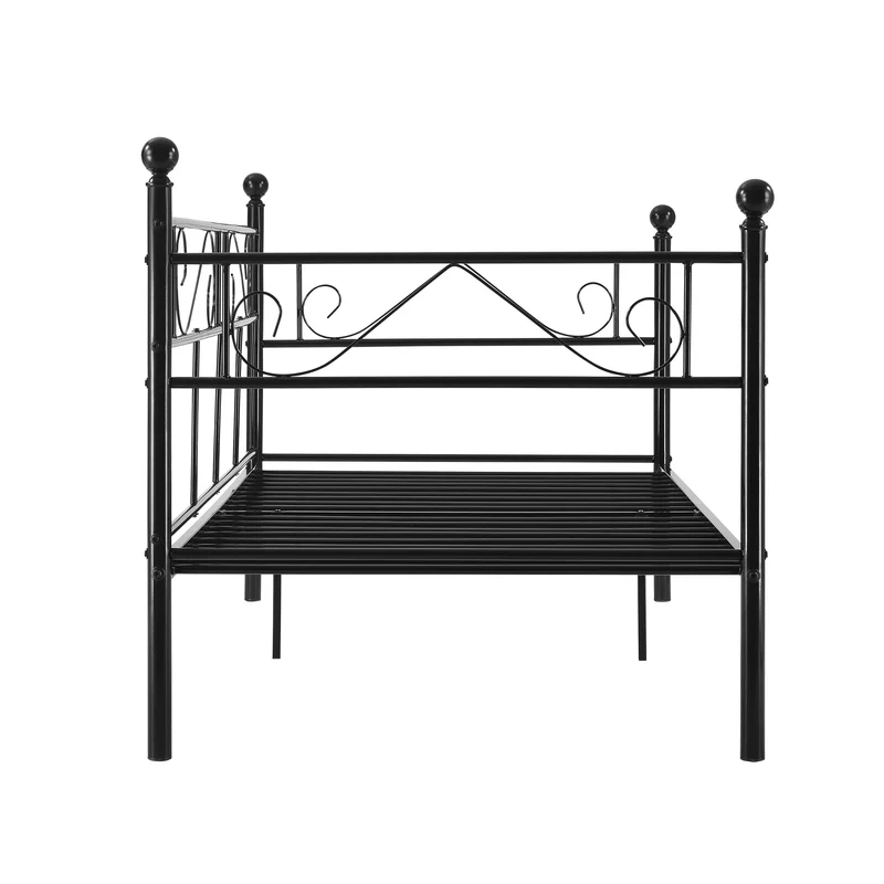 Divan en acier canapé lit simple en métal 209 x 96,5 x 100 cm noir 03_0009346