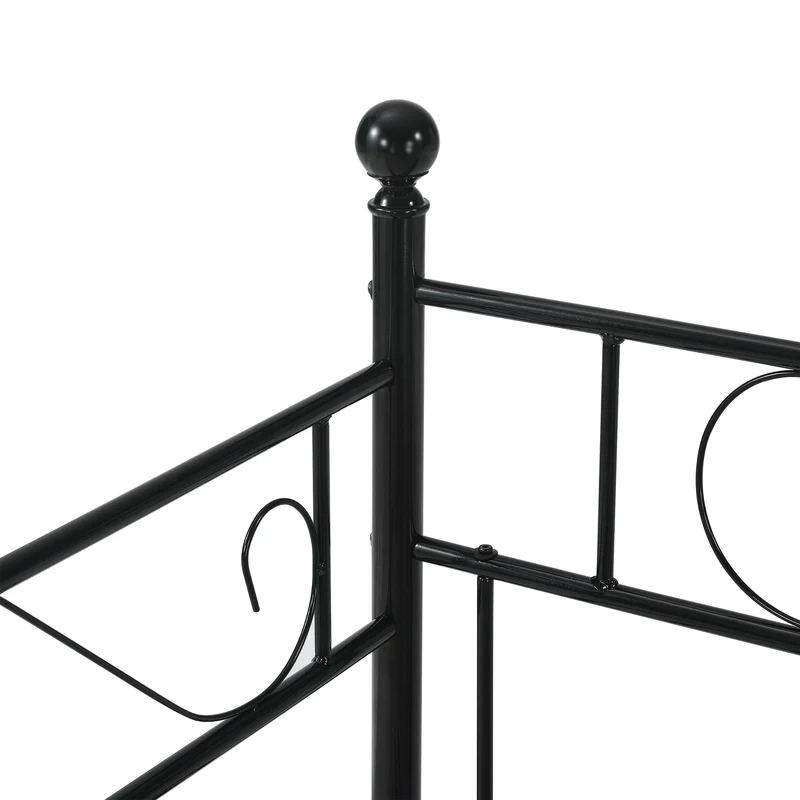 Divan en acier canapé lit simple en métal 209 x 96,5 x 100 cm noir 03_0009346