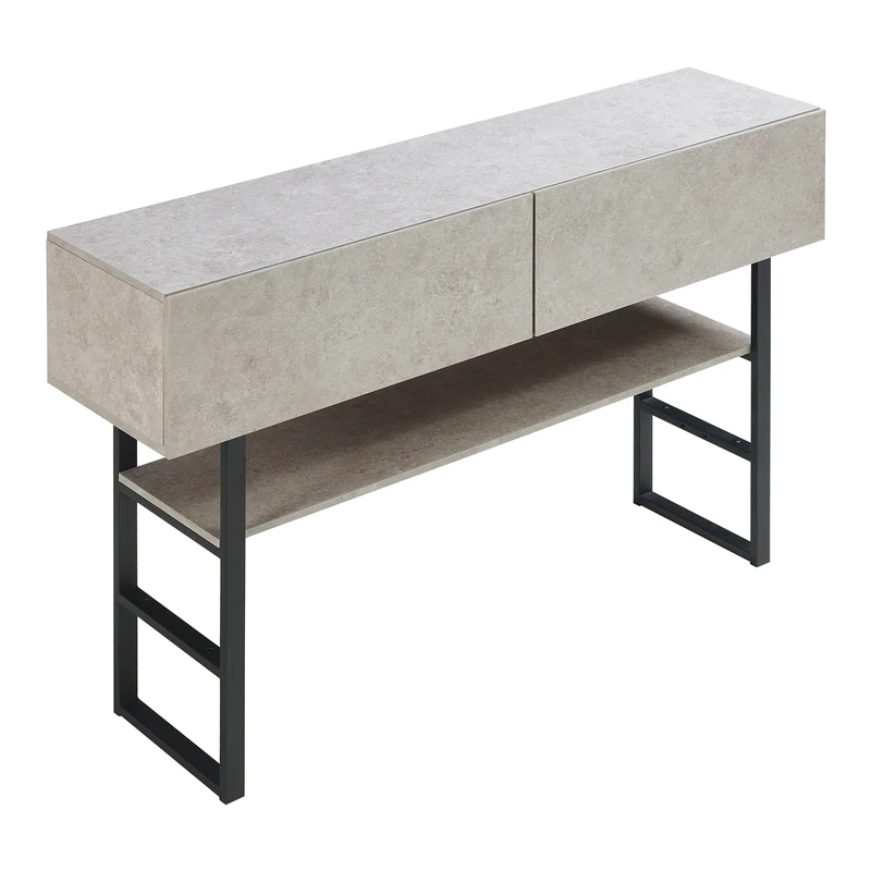 Table console 75 x 120 x 30 cm noir effet béton clair 03_0010887