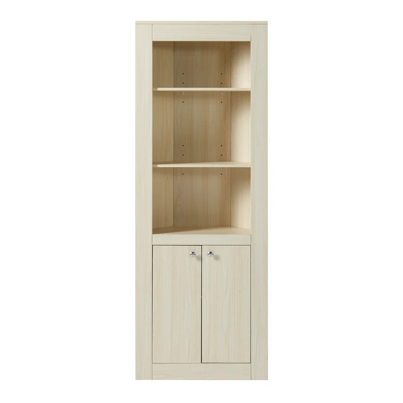 Armoire étagère meuble de rangement d'angle avec 2 portes et 5 étagères panneau de particules 170 x 62 x 30 cm effet chêne 03_0008866