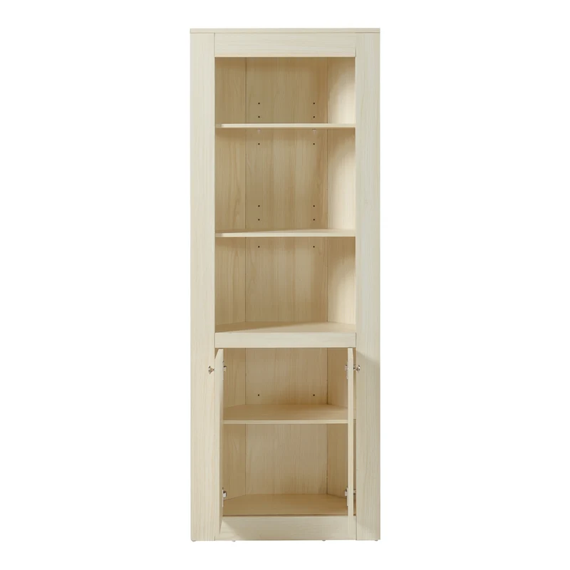 Armoire étagère meuble de rangement d'angle avec 2 portes et 5 étagères panneau de particules 170 x 62 x 30 cm effet chêne 03_0008866