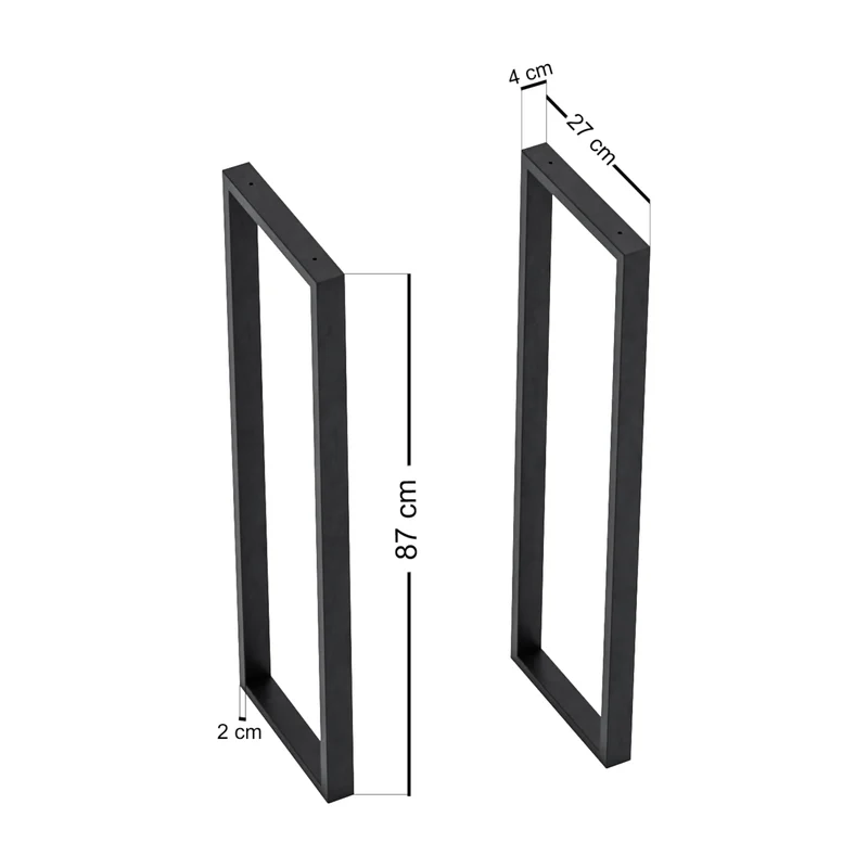 Set de 2 pieds de table acier 87 x 27 x 4 cm noir 03_0010592