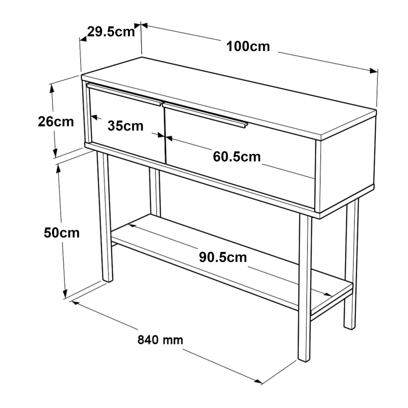 Table console 100 x 30 x 76 cm effet chêne noir 03_0010891