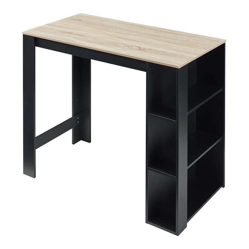 Table de bar 3 étagères 120 x 60 x 106 cm effet chêne noir 03_0010988
