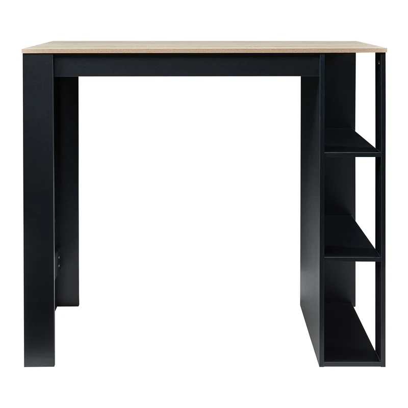 Table de bar 3 étagères 120 x 60 x 106 cm effet chêne noir 03_0010988