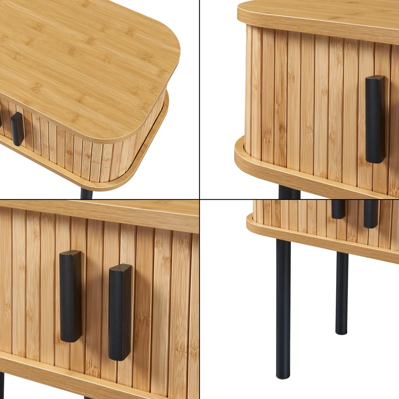 Table d'appoint 48 x 30 x 45 cm naturel noir 03_0010968