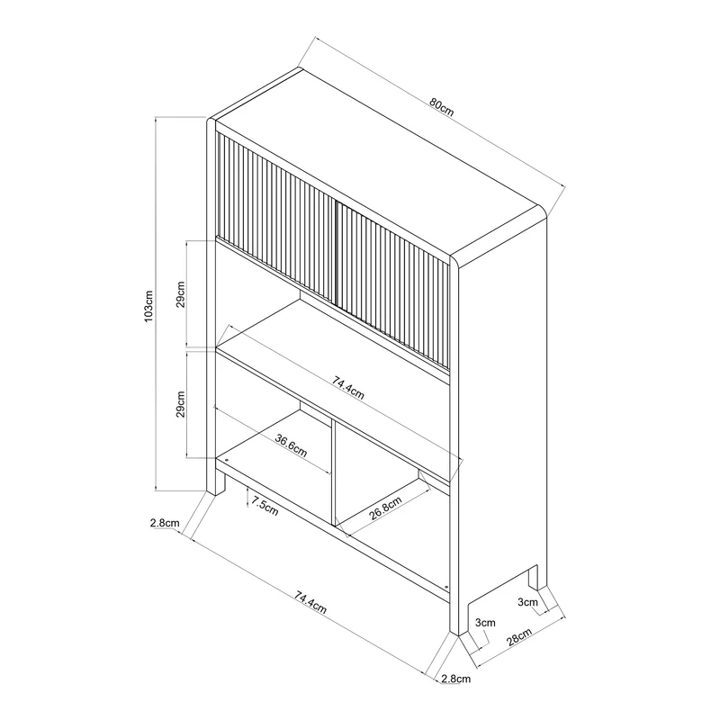 Commode meuble de rangement pratique entrée salon chambre 103 x 80 x 28 cm effet noyer 03_0009299