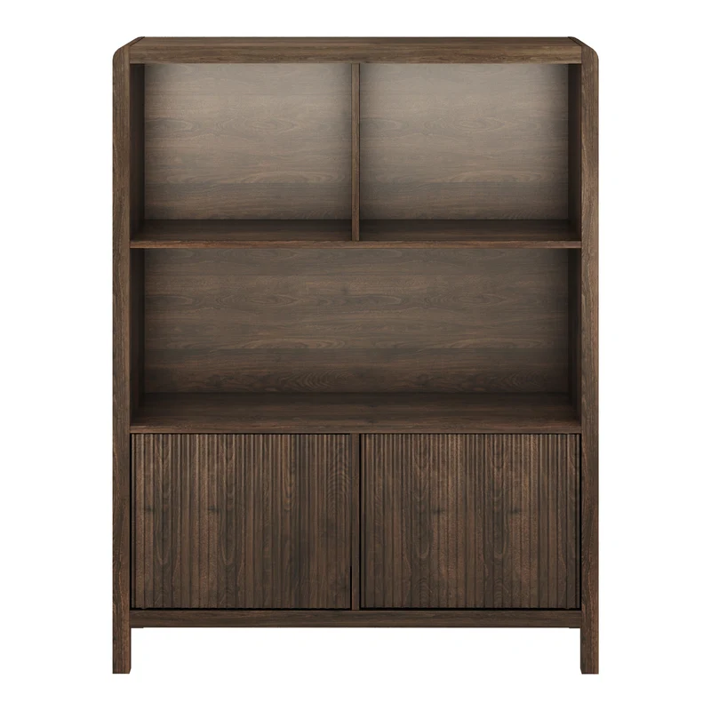 Commode meuble de rangement pratique entrée salon chambre 103 x 80 x 28 cm effet noyer 03_0009299