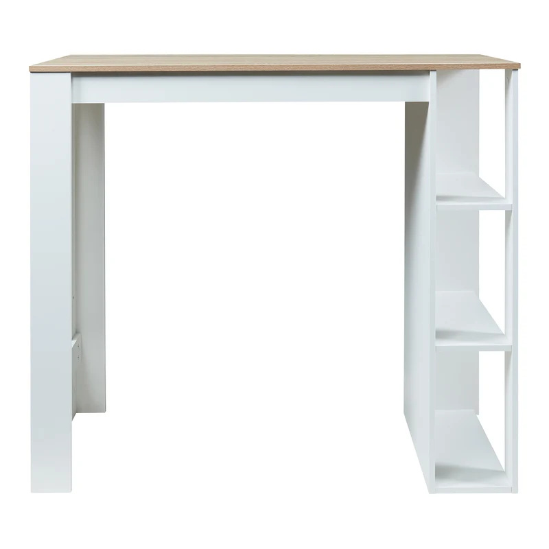 Table de bar 3 étagères 120 x 60 x 106 cm effet chêne blanc 03_0010987