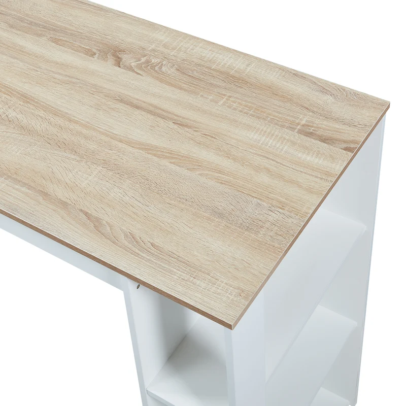 Table de bar 3 étagères 120 x 60 x 106 cm effet chêne blanc 03_0010987