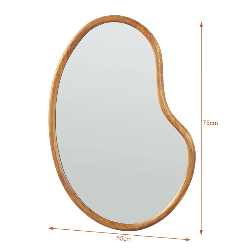 Miroir décoration moderne design mural bois MDF 75 x 55 cm effet chêne 03_0010179