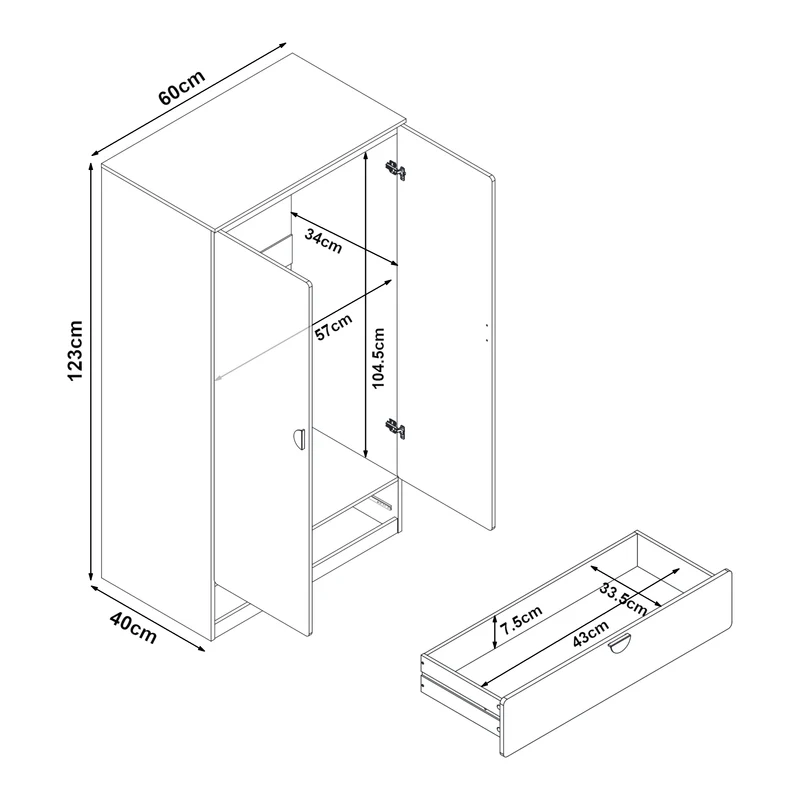 Armoire étagère meuble de rangement pour enfants 123 x 60 x 40 cm blanc rose 03_0008923