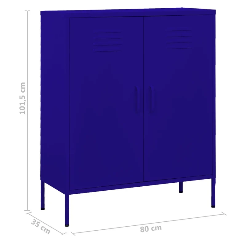 Armoire de rangement pratique bleue marine 80 x 35 x 101,5 cm avec étagères réglables style moderne en acier bleu marine 02_0046854