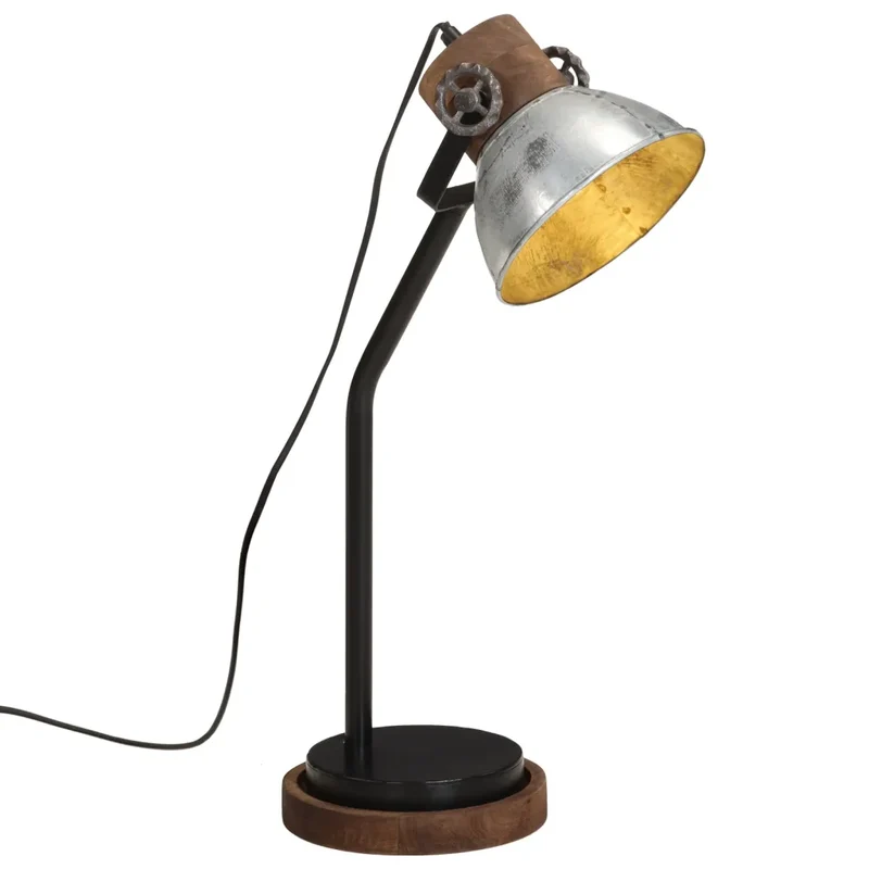 Lampe de bureau style industriel ajustable 18 x 18 x 60 cm en fer argent vintage 02_0047546